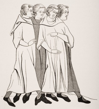 Group of Bourgeois, after a miniature in a 13th century manuscript, from 